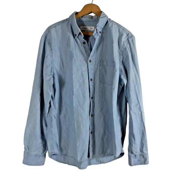 Old Navy Mens XXL Tall Denim Chambray Shirt Slim Long Sleeve Button Down BF - Picture 1 of 3